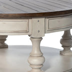 Mesa de centro redonda Morgan Creek Antique White y Tobacco