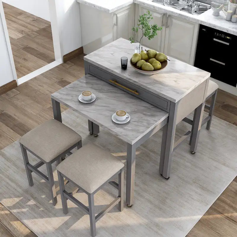 Mesa de comedor de madera gris Delware Farmhouse de 39 pulgadas de altura de mostrador