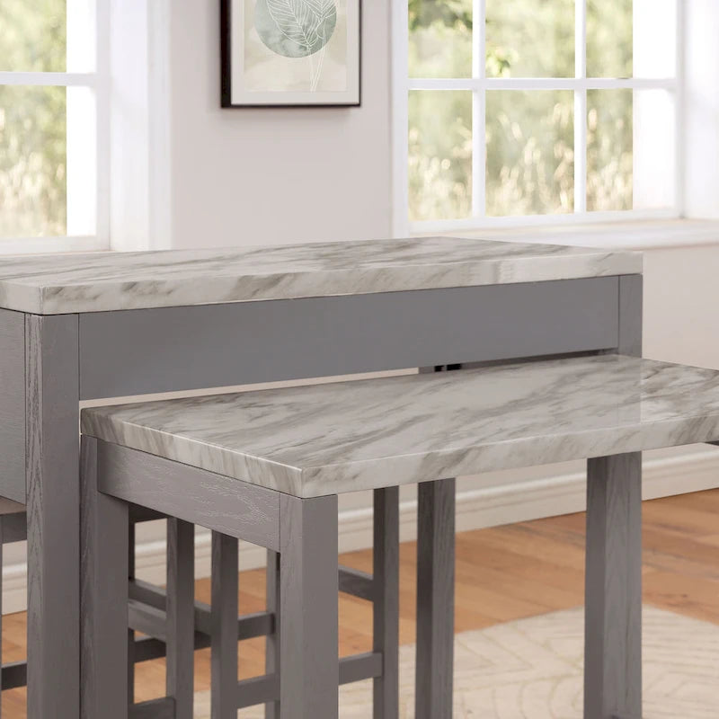 Mesa de comedor de madera gris Delware Farmhouse de 39 pulgadas de altura de mostrador