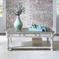 Mesa de cóctel rectangular blanca antigua Magnolia Manor