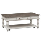 Mesa de cóctel rectangular blanca antigua Magnolia Manor