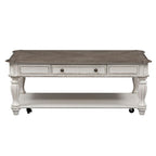 Mesa de cóctel rectangular blanca antigua Magnolia Manor