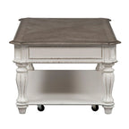 Mesa de cóctel rectangular blanca antigua Magnolia Manor