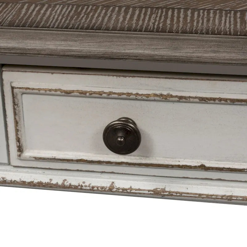 Mesa de cóctel rectangular blanca antigua Magnolia Manor