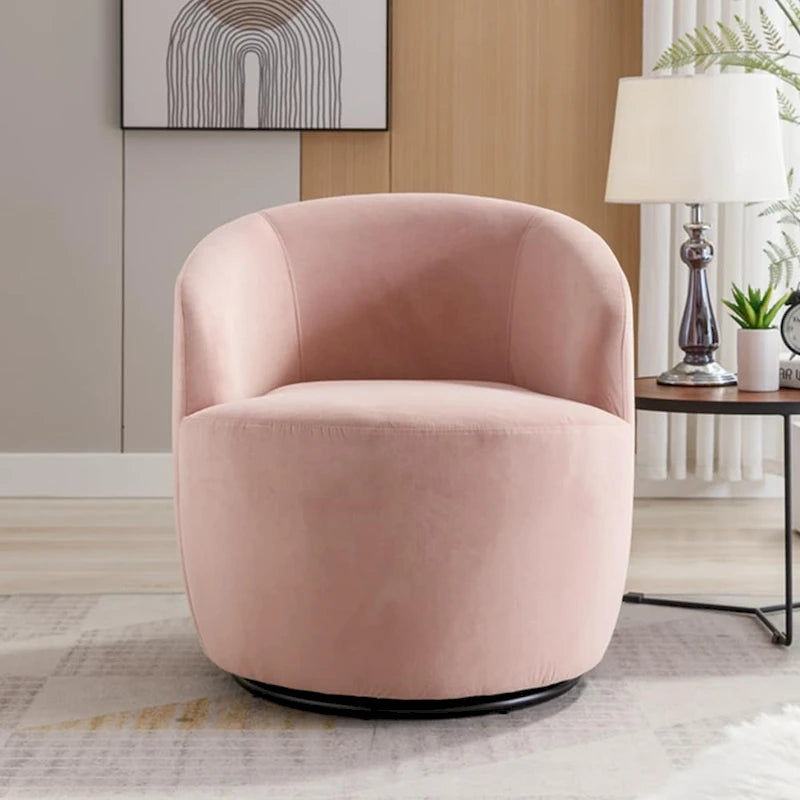 Sillón giratorio de terciopelo tipo barril con anillo de metal con recubrimiento en polvo