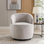 Sillón giratorio de terciopelo tipo barril con anillo de metal con recubrimiento en polvo