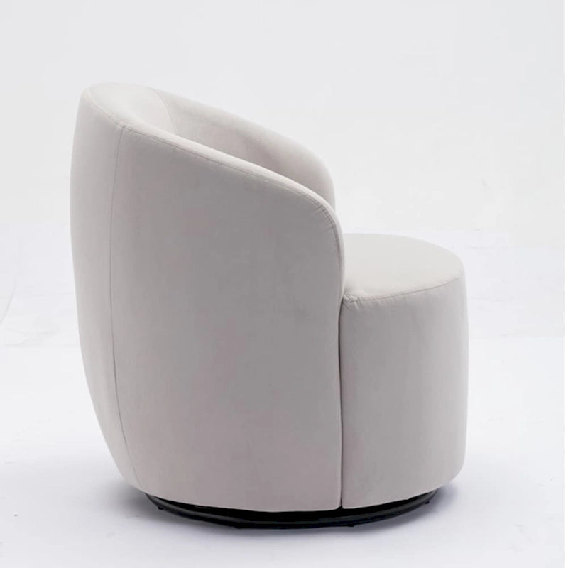 Sillón giratorio de terciopelo tipo barril con anillo de metal con recubrimiento en polvo