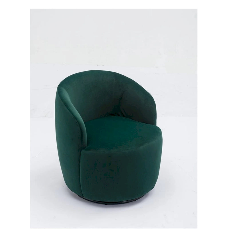 Sillón giratorio de terciopelo tipo barril con anillo de metal con recubrimiento en polvo