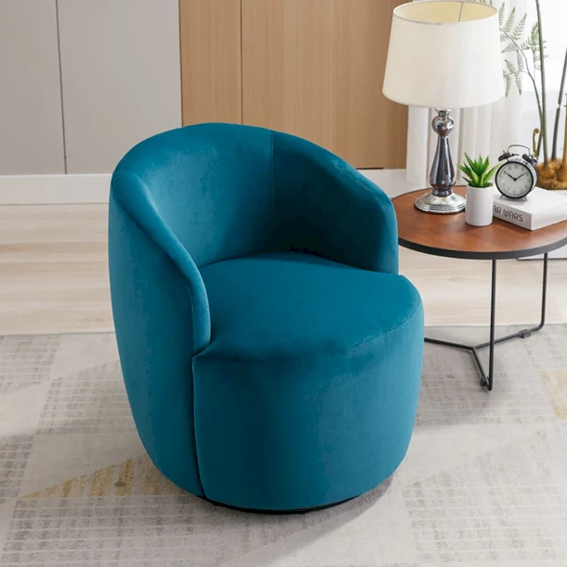 Sillón giratorio de terciopelo tipo barril con anillo de metal con recubrimiento en polvo