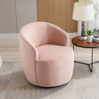 Sillón giratorio de terciopelo tipo barril con anillo de metal con recubrimiento en polvo