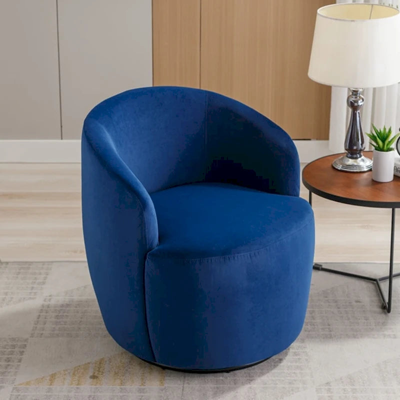 Sillón giratorio de terciopelo tipo barril con anillo de metal con recubrimiento en polvo