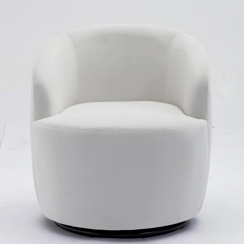 Sillón giratorio de terciopelo tipo barril con anillo de metal con recubrimiento en polvo