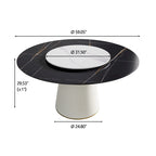 59 Mesa de comedor redonda para 8 personas, tablero de piedra sinterizada negra con Lazy Susan