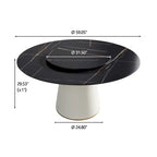 59 Mesa de comedor redonda para 8 personas, tablero de piedra sinterizada negra con Lazy Susan