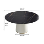 59 Mesa de comedor redonda para 8 personas, tablero de piedra sinterizada negra con Lazy Susan