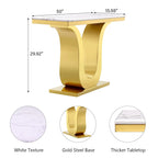 Mesa de consola de lujo de 50 pulgadas, rectangular, para sala de estar, mesa de entrada para sofá blanco con base en U de acero inoxidable
