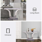 Mesa de consola de lujo de 50 pulgadas, rectangular, para sala de estar, mesa de entrada para sofá blanco con base en U de acero inoxidable