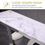 Mesa de consola de lujo de 50 pulgadas, rectangular, para sala de estar, mesa de entrada para sofá blanco con base en U de acero inoxidable