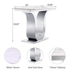Mesa de consola de lujo de 50 pulgadas, rectangular, para sala de estar, mesa de entrada para sofá blanco con base en U de acero inoxidable