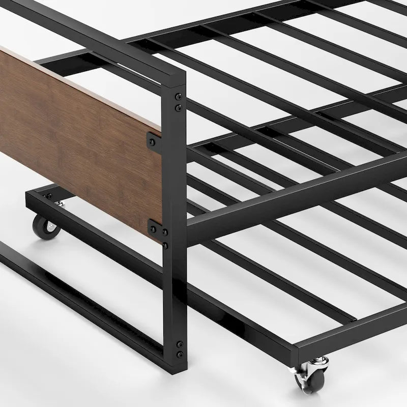 Priage by  Brown Bamboo and Metal Daybed with Trundle