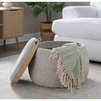  Astrid Pouf with Natural Wood Tray Top