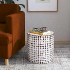 Round Coconut Shell Mosaic Accent Table by 