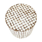 Mesa auxiliar redonda con mosaico de cáscara de coco de