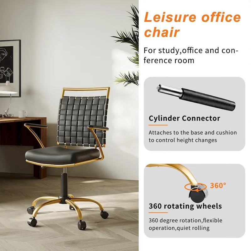 Silla de escritorio CAROCC Gold para oficina en casa con cojín decorativo