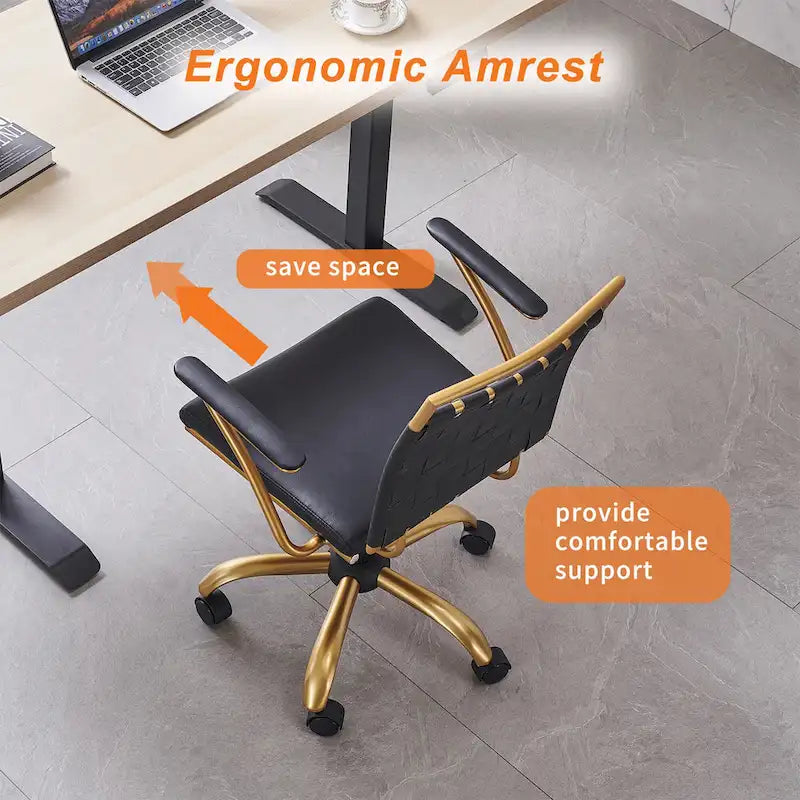 Silla de escritorio CAROCC Gold para oficina en casa con cojín decorativo