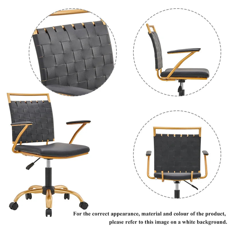 Silla de escritorio CAROCC Gold para oficina en casa con cojín decorativo