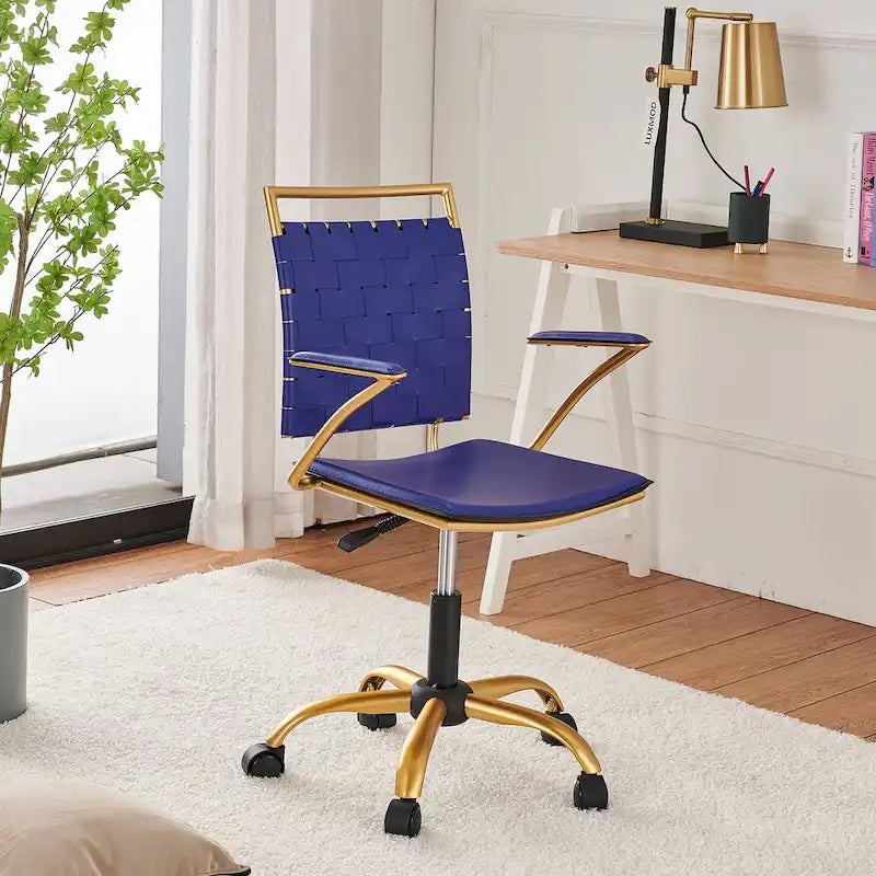 Silla de escritorio CAROCC Gold para oficina en casa con cojín decorativo