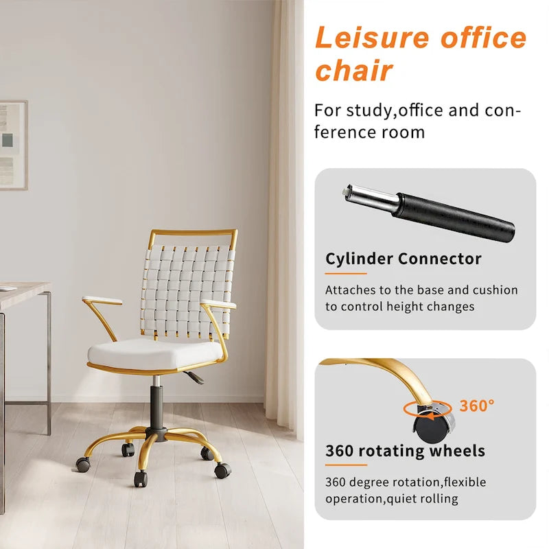 Silla de escritorio CAROCC Gold para oficina en casa con cojín decorativo