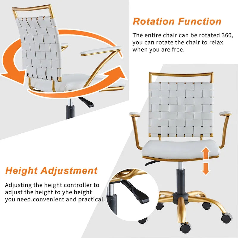 Silla de escritorio CAROCC Gold para oficina en casa con cojín decorativo