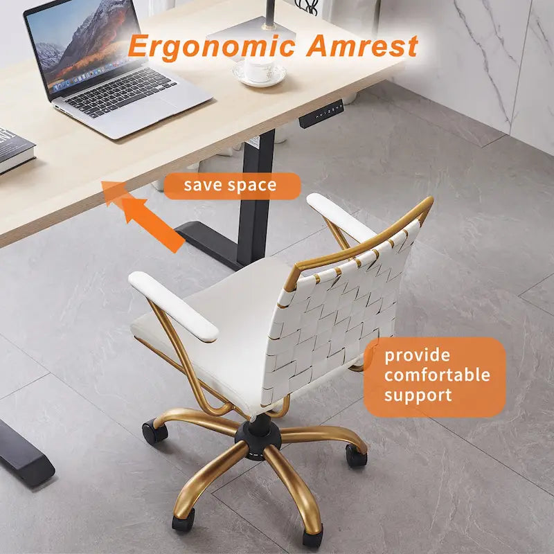 Silla de escritorio CAROCC Gold para oficina en casa con cojín decorativo