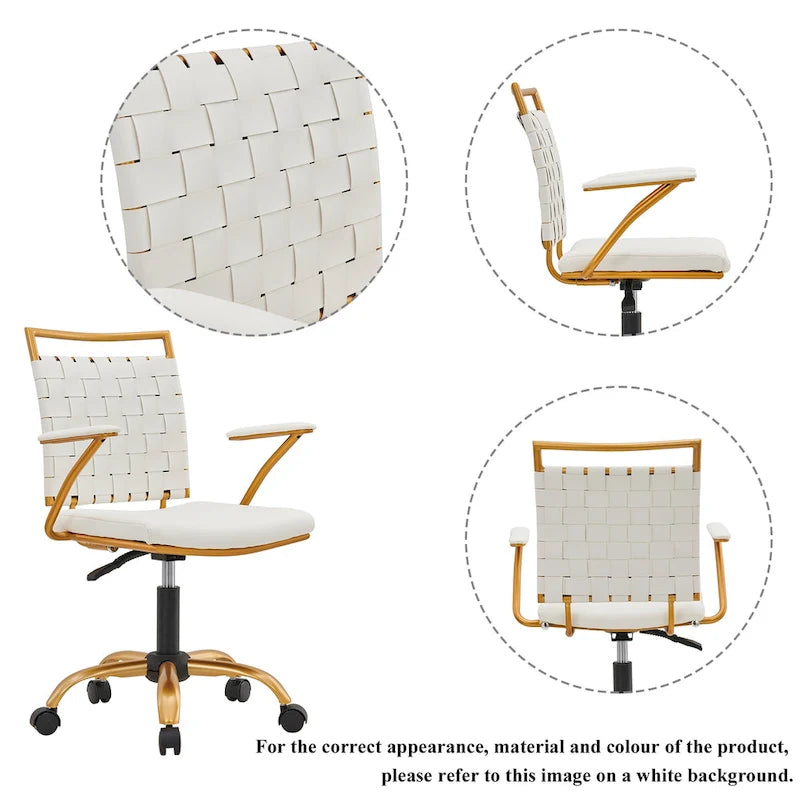 Silla de escritorio CAROCC Gold para oficina en casa con cojín decorativo