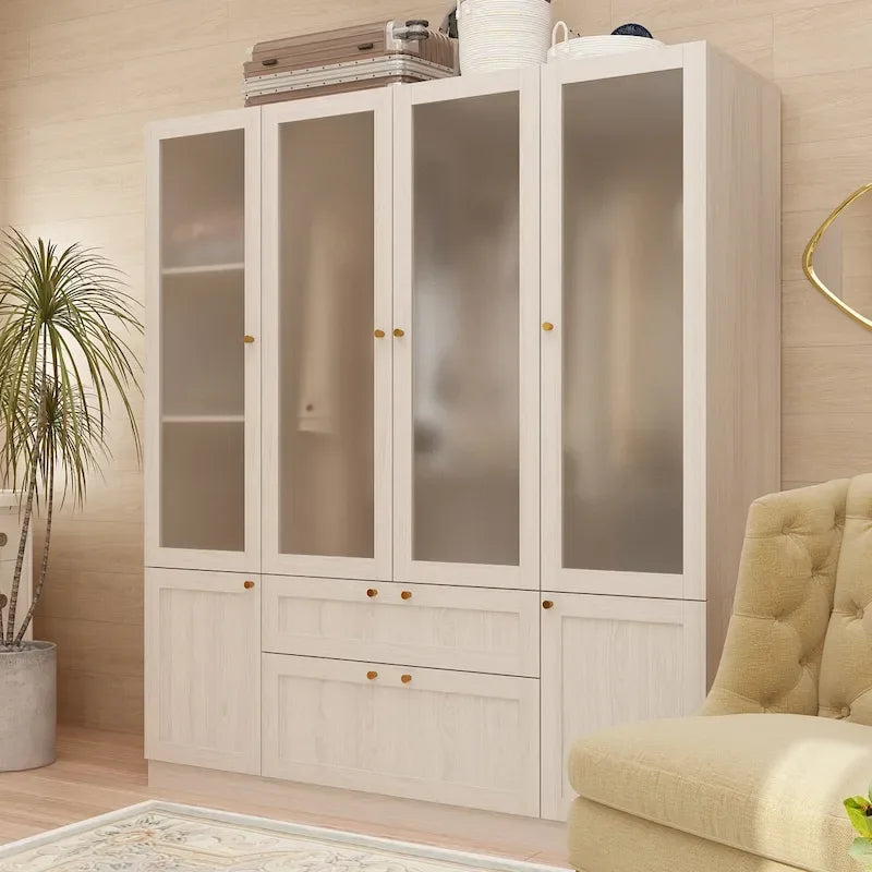Armario de cristal esmerilado grande combinado: Armarios con opciones de guardarropa versátiles