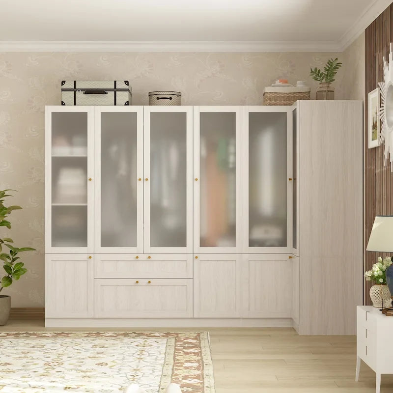 Armario de cristal esmerilado grande combinado: Armarios con opciones de guardarropa versátiles