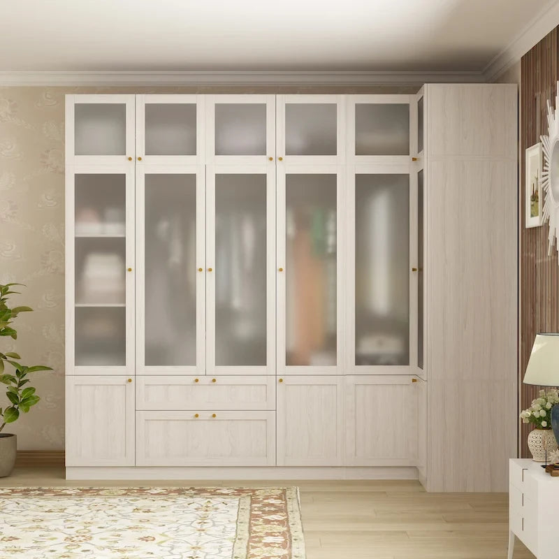 Armario de cristal esmerilado grande combinado: Armarios con opciones de guardarropa versátiles
