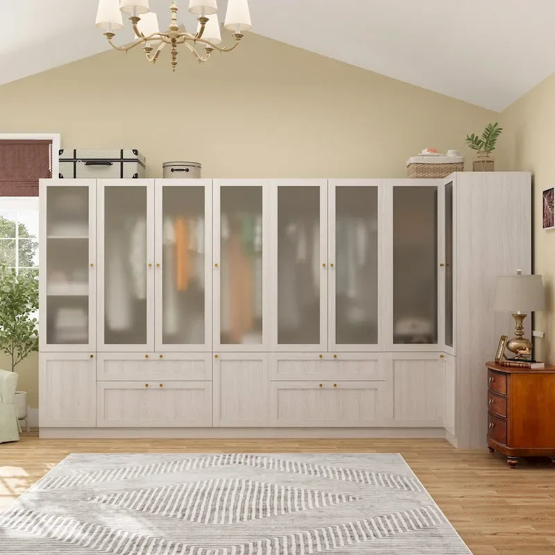 Armario de cristal esmerilado grande combinado: Armarios con opciones de guardarropa versátiles