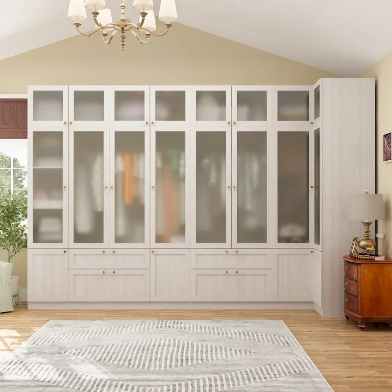 Armario de cristal esmerilado grande combinado: Armarios con opciones de guardarropa versátiles