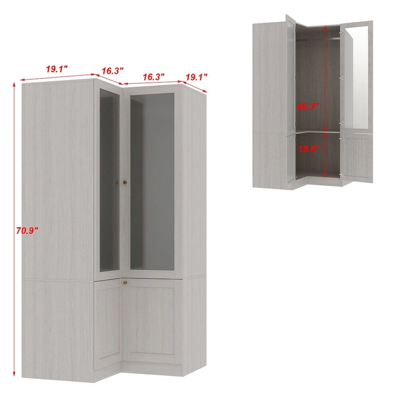 Armario de cristal esmerilado grande combinado: Armarios con opciones de guardarropa versátiles