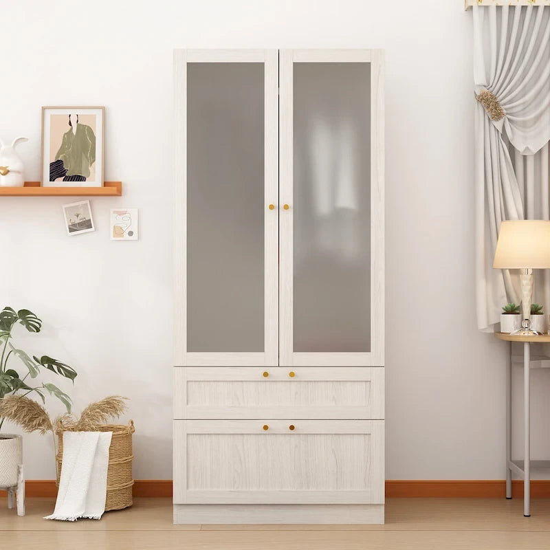 Armario de cristal esmerilado grande combinado: Armarios con opciones de guardarropa versátiles