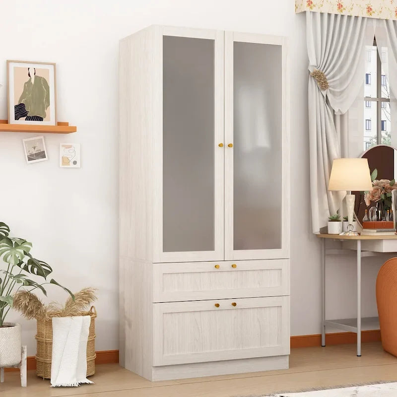 Armario de cristal esmerilado grande combinado: Armarios con opciones de guardarropa versátiles