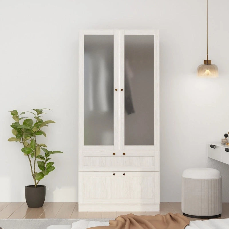 Armario de cristal esmerilado grande combinado: Armarios con opciones de guardarropa versátiles