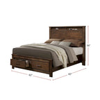 Cama de madera con expositor y cajones de almacenaje en acabado roble