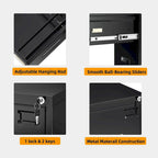 Archivador vertical de metal con cerradura de 18 pulgadas de profundidad, 4 cajones, con 4 marcos colgantes ajustables para oficina en casa