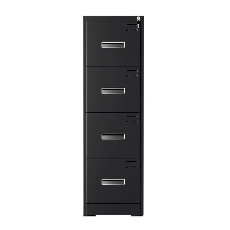 Archivador vertical de metal con cerradura de 18 pulgadas de profundidad, 4 cajones, con 4 marcos colgantes ajustables para oficina en casa