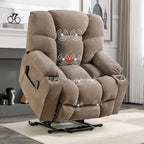 Sillón reclinable eléctrico Power Lift con masaje y calor para adultos mayores con 2 portavasos