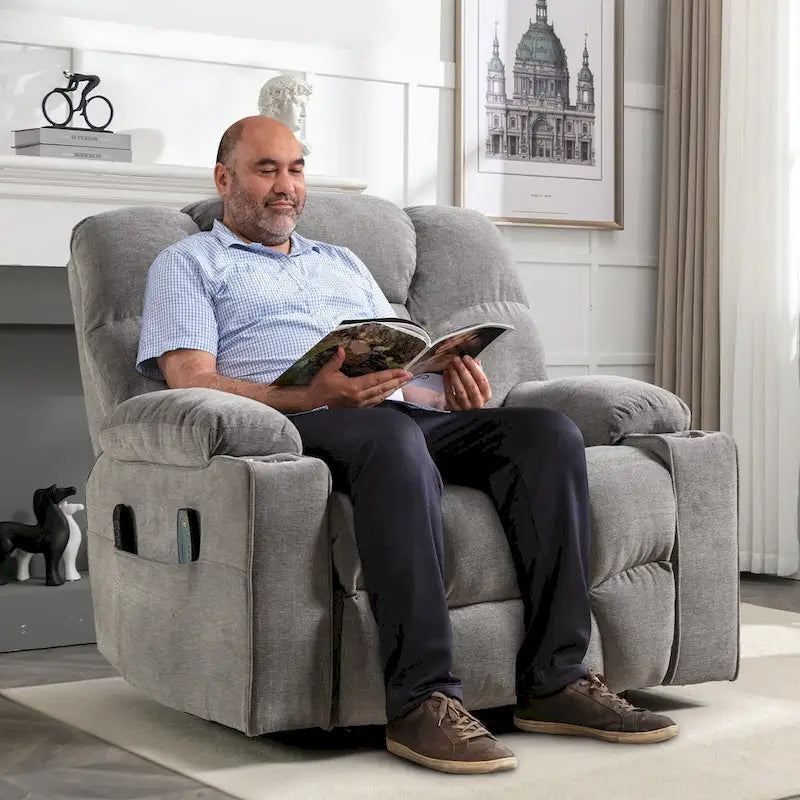 Sillón reclinable eléctrico Power Lift con masaje y calor para adultos mayores con 2 portavasos