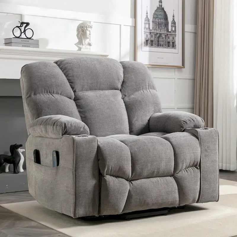 Sillón reclinable eléctrico Power Lift con masaje y calor para adultos mayores con 2 portavasos